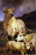 Sir edwin henry landseer,R.A. The wild cattle of Chillingham, 1867 painting